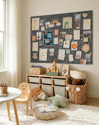 Aothia 12-Pack Felt Bulletin Board Tiles 48"x36", Modular Pin Board for Smooth Walls, Cork Board Alternative for Notes & Photos, 0.35" Thick, 70 Adhesive Tabs & 40 Pins, Charcoal Gray