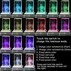 YWHL 3D Crystal Virgin Mary with Colorful Light Base, Laser Engrave Blessed Mother Religious Gifts for Women, Christian Gifts for Friend, Our Lady of Guadalupe