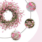 TEMPUS 20 Inch Pink Flower Wreath for Front Doors Spring and Summer for Indoor and Outdoor Decor Rustic and Farmhouse Style Home Pink Wreath