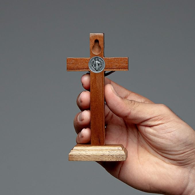 Intercession Wall and Table Wood Cross Crucifix (5 inch - Onyx)