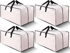 Cosy Family 4 Pack Heavy Duty Extra Large Moving Bags with Backpack Straps - Strong Handles & Zippers, Storage Totes For Space Saving, Fold Flat, Alternative to Moving Box (Set of 4, Clear)