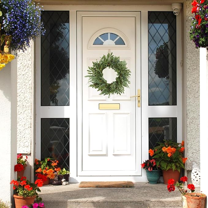 WreathDream 22 inch Olive Wreaths for Front Door Greenery Wreath with Olive Leaves, Bean for All Season Front Door Indoor Outdoor Farmhouse Home Wall Window Festival Wedding Decor