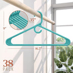 NEATERIZE Thick Heavy Duty Hangers - Aqua Plastic Clothes Hangers 38 Pack - Great for Coat Hanger, Jackets Jeans & Suit Hanger for Closet - New Apartment Essentials Percheros Ganchos para Colgar Ropa