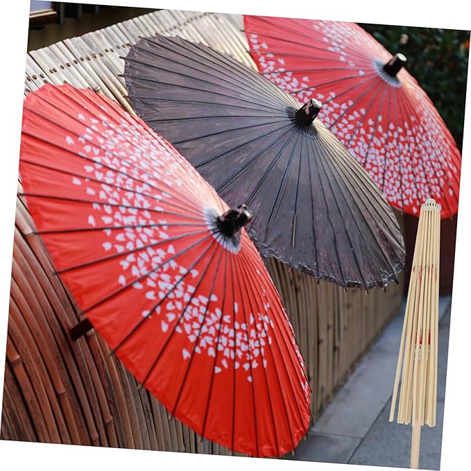 Classical Oil Paper Umbrellas Racks 2pcs Bamboo Stands for Wedding Dance