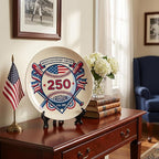 250th Anniversary Decorative Plates 8 Inch Baseball Theme Patriotic Decorations Commemorative Plates with Stand Independence Day 4th of July Semiquincentennial Decor
