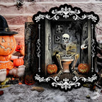 Pinetree Art Halloween Bathroom Wall Decor, Skeleton Gothic Wall Art for Toilet Decorative