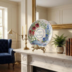 250th Anniversary Decorative Plates 10 Inch Patriotic Decorations Floral Plates with Stand 4th of July Independence Day Veterans Day Home & Office Decor