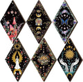 Qunclay 6 Pcs Witchy Gothic Wall Decor Rustic Boho Home Decor Sun Moon Mushroom Phases Wall Art Gothic Star Hanging Wooden Decoration Farmhouse Pediments for Bedroom Living Room Gallery(Moon Sun)