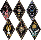 Qunclay 6 Pcs Witchy Gothic Wall Decor Rustic Boho Home Decor Sun Moon Mushroom Phases Wall Art Gothic Star Hanging Wooden Decoration Farmhouse Pediments for Bedroom Living Room Gallery(Moon Sun)