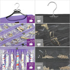 SMRITI Hanging Jewelry Organizer with Dual Zippered Pockets Canvas Double Sided Rotating Hanger Necklace Hanging Wall Organizer Earring Dustproof Holder Wall Mount Accessories Display Bag(Purple)