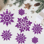 36pcs Christmas Deep Purple Snowflake Ornaments，Plastic Dark Purple Snow Flakes Hanging Ornaments for Christmas Tree Decor Winter Wonderland Frozen Birthday Party Holiday Home Decor Craft Snowflakes