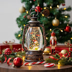 Christmas Snow Globe Lantern Water Glittering Snowman with Christmas Tree, USB Lined/Battery Operated Lighted Lantern for Christmas Festival Decoration Gifts