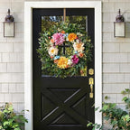 Somikis 24 Inch Front Door Wreath, Large Artificial Flowers Wreath with Silk Peony Dahlia Eucalyptus, Realistic Greenery Welcome Floral Wreath Decor All Year Round for Inside Outside Wall Entryway