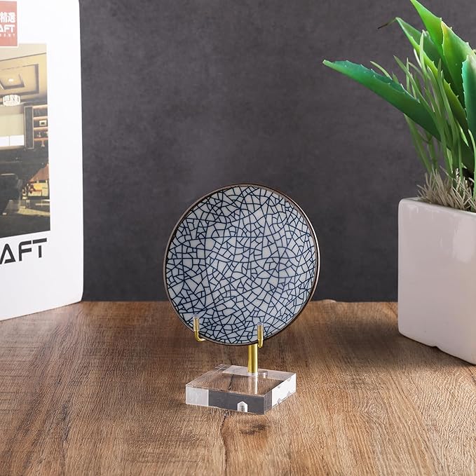 Sibba Adjustable Metal Arms Display Stand Photo Stand Easel Acrylic Base Small Holder Case Plate Clear Base Home Décor Accents Rack for Picture Decorative Book Coral Geodes Rock