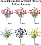 Ivydale 24 Bundles Artificial Flowers for Outdoors Spring Plants Outdoor Decor, Faux Silk Morning Glory Fake Flowers Bulk Realistic UV Resistant for Outside Porch Patio Window Garden Yard