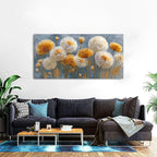 Abstract White Flower Wall Art Golden Floral Pictures Wall Decor Neutral Flowers Canvas Painting Boho Blossom Posters Print Nature Botanical Artwork Bedroom Living Room Home Decoration 29.53x57.87