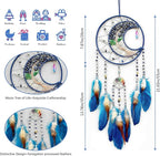 Tree of Life Dream Catchers, Handmade Woven Rainbow Healing Crystal Stone Dream Catcher Wall Hanging Ornament for Bedroom Living Room Wedding Party Decor, Festival Blessing Gift (Blue Moon)