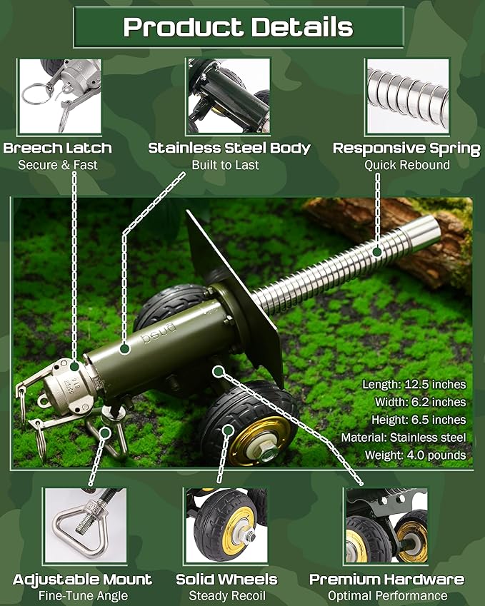 Firecracker Cannon, Stainless Steel Mini Cannon Model Shoots Firecrackers, Military Collectible Ornaments, Robust 4 lbs Construction, Home Decor Collectible Vehicles Toy Gift, Green