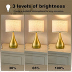 18.1'' Small Modern Touch Lamps for Nightstand Set of 2 with 3 Way Dimmable, Table Lamps for Living Room, Office, Bedside Lamps with Heavy Iron Base, Touch Switch, Bulb Included, Gold