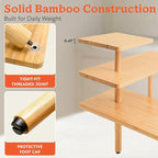 HOMESTEAD 3-Tier Bamboo Corner Shelf Organizer, 90° or 180° Layout Countertop Organizer for Kitchen, Bathroom, Coffee Bar, Spice Rack, Space Saving Storage Shelves, Adjustable Leveling Feet