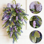 Idyllic 22 Inch Lavender Floral Swag with Bunny Ear Eucalyptus for Front Door Decor Artificial Outdoor Hanging Wedding Arch Spring Wreaths Alternative and Home Entrance Decoration