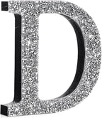 Qunclay 8'' Silver Crystal Diamond Bling Letters Crushed Diamond Decoration Wooden Glitter Letter with Screw and Hooks Rhinestone Gift for Wedding Y2k Mcbling Bedroom Wall Decor (Letter D)