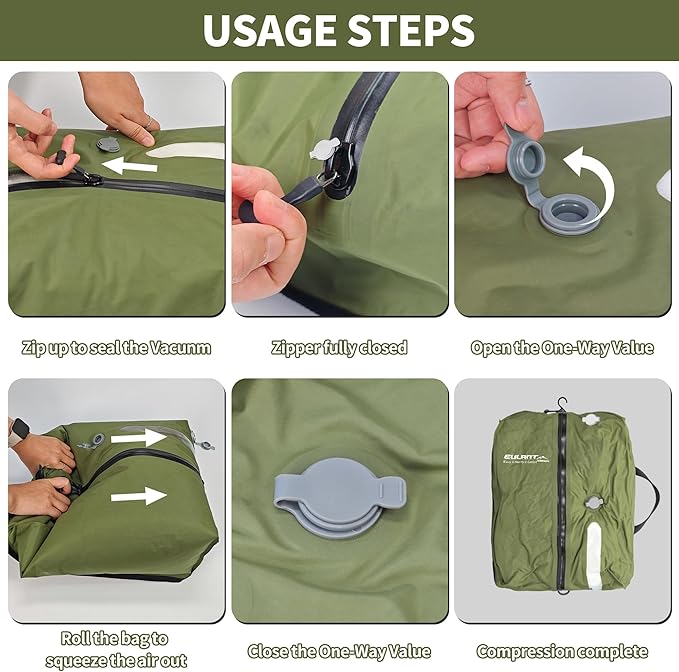 2 Pack Reusable Vacuum Bags for Travel,Waterproof Professional IP67 Zipper Reusable Vacuum Compression Bags,Space Saver Bags for Suitcases Backpack(No Pump)