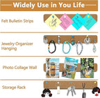 8 Pack Felt Pin Board Bar Strips Bulletin Board for Bedrooms Offices Home Wall Decoration, Notice Board Self Adhesive Cork Board with 50 Push Pins for Paste Notes, Photos, Schedules