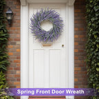 LZNPA 22 Inch Summer Spring Wreaths for Front Door Romance Lavender Wreath, Elegant Artificial Front Door Wreath for All Season Spring Decorations for Home Wall Entryway Farmhouse Porch Room Decor