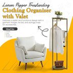 Kings Brand Furniture Suit Valet Stand, Coat Rack with Rods & Storage Trays - Tie Jacket Hanger, Freestanding Clothing Organizer Perfect for Bedrooms & Entryways, Lemon Pepper
