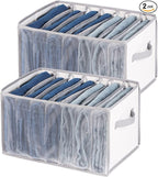 Univivi Extra Large Wardrobe Clothes Organizer Closet Organizer Portable Pants Sweaters Organizer for Closet,T-Shirt, Underwear, Upgraded 7 Grids Jeans Hoodie Organizer Clothes Organizer - Set of 2