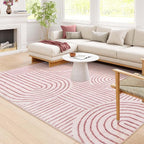 Lahome Abstract 6x9 Area Rugs, Soft Pink Rugs for Bedroom Girls, Ultra-Thin Non Slip Washable Throw Large Carpet for Living Room Dining Room Office (6'x9',Pink)