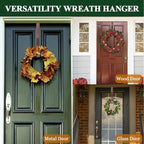 Wreath Hanger for Front Door, Adjustable Black Wreath Hanger from 15 to 25 Inches, 20 lbs Larger Door Upgrade Christmas Wreaths Decorations Hook (Bronze)