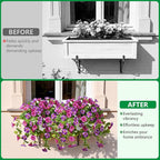 Homsunny Artificial Fake Flowers Outdoor, 2PCS Long 29.5 in Faux Petunias Silk Flower UV Resistant No Fade for Home Outside Garden Balcony Yard Porch Realistic Spring and Summer Decor（Light Purple）