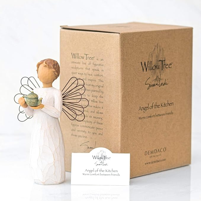 Willow Tree Angel of The Kitchen, Warm Comfort Between Friends, Angel Holds teapot as Welcoming Gesture, A Gift to Celebrate Supportive Friendships, Sculpted Hand-Painted Figure