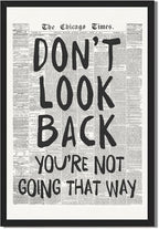 Framed Retro Newspaper Wall Art Trendy Black and White Poster Dont Look Back Inspirational Quote Posters Positive Motivational Affirmation Canvas Print Preppy Aesthetic Office Bedroom Decor 12x16inch
