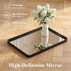 Sweetcrispy Bathroom Wall Mirror, 32x24 Inch Wall Mount Mirror for Over Sink, Modern Rounded Rectangle Vanity Mirrors with Matte Metal Framed, for Home Decor, Living Room, Bedroom, Black