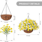 INSPRING Artificial Hanging Flowers for Outdoors Baskets Spring Fake Plants Outdoor Decoration, UV Resistant Faux Morning Glory in Planter Look Real Silk Flowers for Outside Patio Porch Balcony Garden