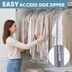 BALEINE 48'' Clear Garment Bags, 10.5'' Wide PEVA Suit Bag for Closet Clothes Dresses Suit Coats Storage (Clear, 3PK)