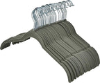Amazon Basics Slim, Velvet, Non-Slip Shirt Clothes Hangers, Gray/Silver - Pack of 30