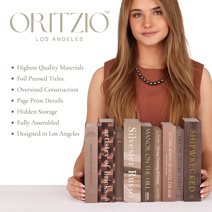 ORITZIO Yellow Faux Books Set of 9 - Hidden Storage Decorative Fake Books for Coffee Table, Home Staging, Interior Design & Fashion Accents & Beach House Accessories