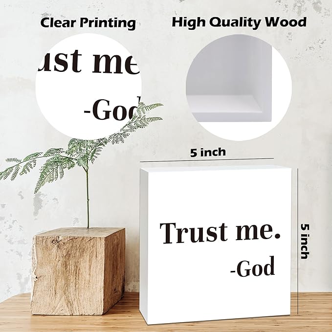 Farmhouse Decor, Christian God Home Decorations, Aesthetic Entry Way Table Shelf Wood Box Decor, Living Room Table Accessories, Boho Office Decorations For Work (03)