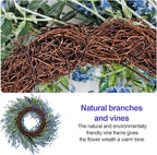 26'' Large Lavender & Eucalyptus Wreath for Front Door - Artificial Eucalyptus Leaves Greenery Outdoor Wreath for Wedding Farmhouse Porch Wall Room Home Decor (Blue)