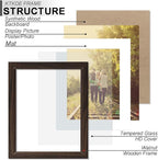 KTKDE 12x24 Picture Frame,Poster Frame Display Pictures 10 x20 with Mat or 12x24 Without, Tempered Glass,24 by 12 Walnut Wooden Frame Wall Gallery Photo Frame best gift