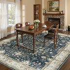 Lessymo 9x12 Area Rugs for Living Room, Large Stain Resistance Washable Rug for Bedroom Dining Home Office, Soft Non-Slip Vintage Floral Oushak Carpet, Boho Moody Farmhouse Decor, Black Brown
