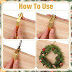 LEIFIDE 4 Pcs Width Adjustable Wreath Hanger for Front Door 1.5-3.78" Large Over the Door 4th of July Decoration Hook 20 Lbs Capacity(Gold)