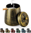 Ashtray for Cigarettes Outdoor, Outdoor Ashtray with Lid, Metal Odorless Windproof Smokeless AshTray for Patio Home Office Tabletop Balcony
