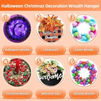 Big Wreath Hangers for Front Door,Large Clear Wreath-Door-Hanger-Easter-Christmas-Halloween-Decorations,60lb Over-The-Door-Hooks Glass Door,Adhesive Wall-Hooks for Hanging Wreath Home-Decor (10)