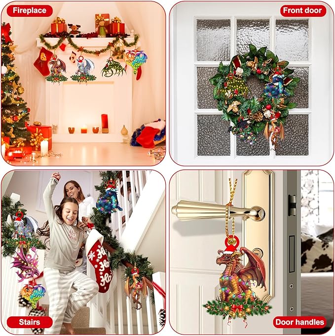 Gytera 2025 Dragon Christmas Ornaments for Tree Decorations- Dragon Hanging Acrylic Christmas Decorative Hanging Ornaments