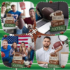 Yuntau 4 Pcs Football Fall Table Decoration Happy Football Wooden Block Sign Rugby Tiered Tray Decor Centerpiece Decorative Faux Book Stack for Holiday Tabletop Fireplace Shelf Desk Party Decor